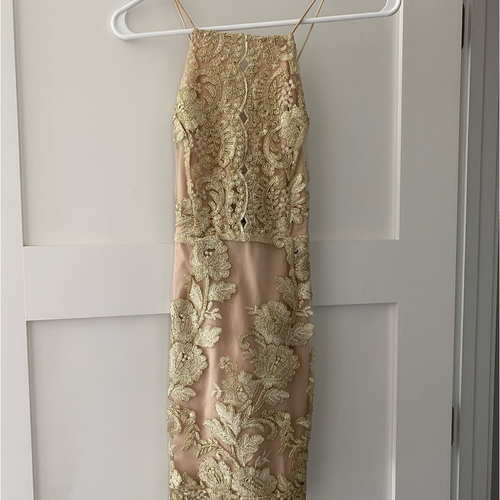 Short gold formal dress